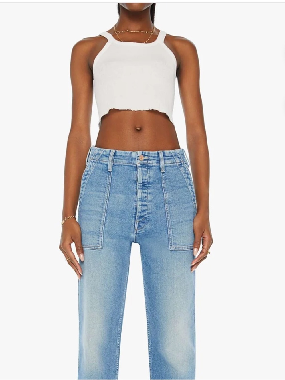 Mother-The Patch Pocket Private Flood Flag me down-R Light Blue Women's Jeans